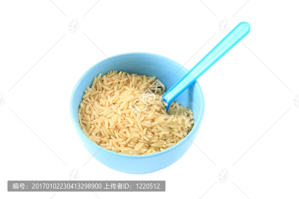 藍色碗里的Brown,rice。