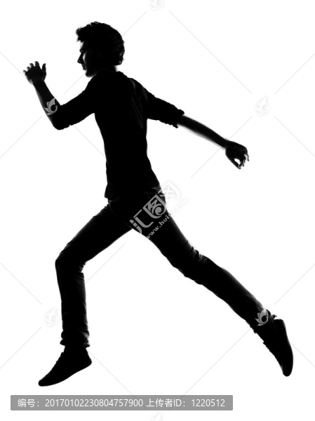 年輕人奔跑剪影