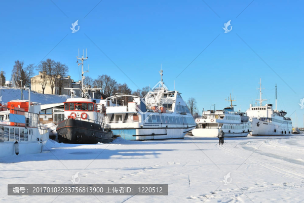 芬蘭。Frozen,Lappeenranta港