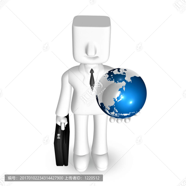 創(chuàng)意3D商務(wù)人與地球儀