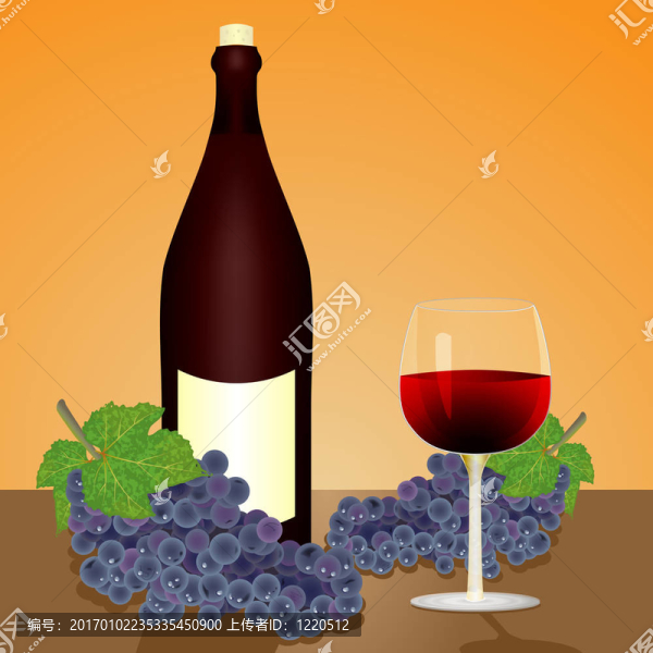 紅酒；酒瓶和葡萄