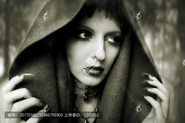 萬圣節(jié)的概念。女性時尚肖像