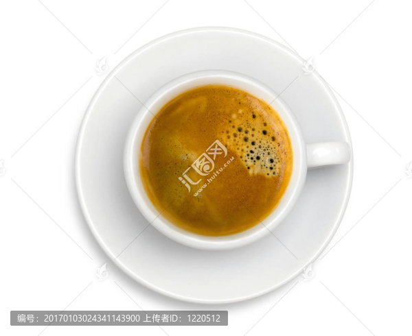 白色咖啡杯意大利濃咖啡在白色背景上的分離