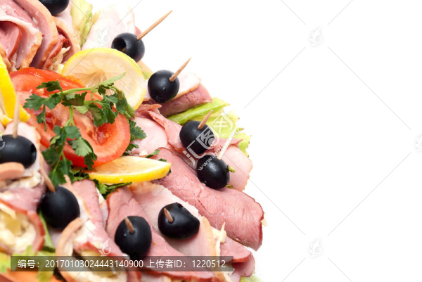 充滿奶油的火腿片