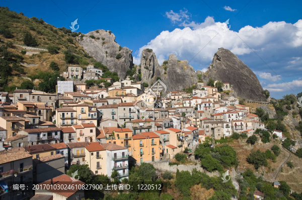 對castelmezzano全景。巴斯利卡塔大區(qū)。意大利.