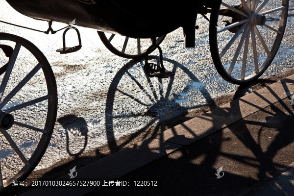 馬車夫咖啡盤的影子在維也納