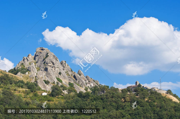 Pietrapertosa的全景。巴斯利卡塔大區(qū)。意大利.