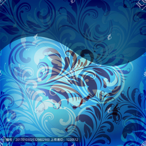 無(wú)縫春季花卉圖案藍(lán)色