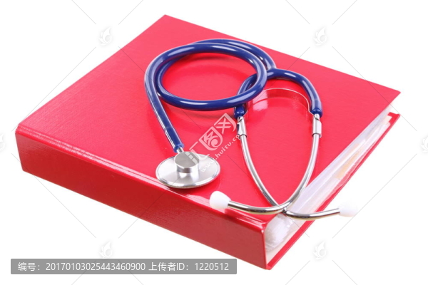 藍色聽診器白色隔離