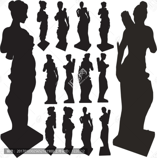 女人剪影的古代雕像
