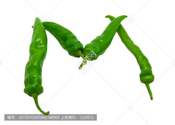 由綠胡椒組成的字母M