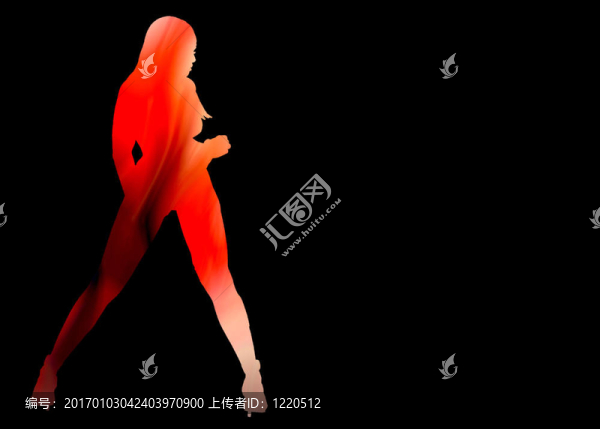 紅色的女人剪影