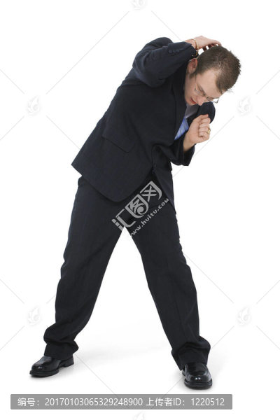 畏縮的生意人在服
