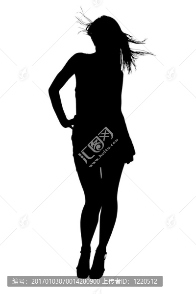 性感女性模特的剪裁路徑剪影