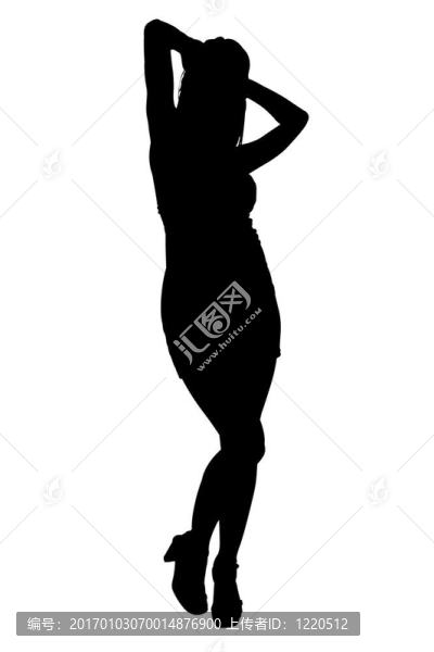 性感女性模特的剪裁路徑剪影