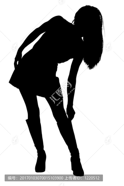 性感女性模特的剪裁路徑剪影