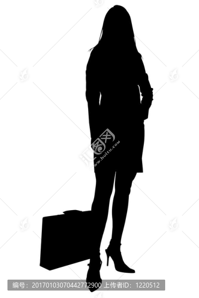 帶有公文包的女人剪影