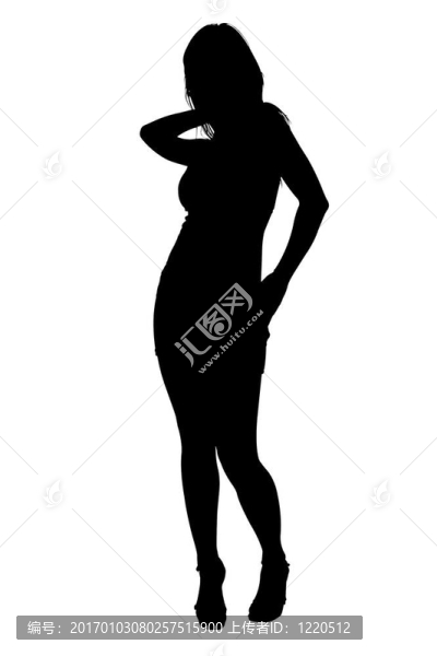 女性時尚模特的剪裁路徑剪影