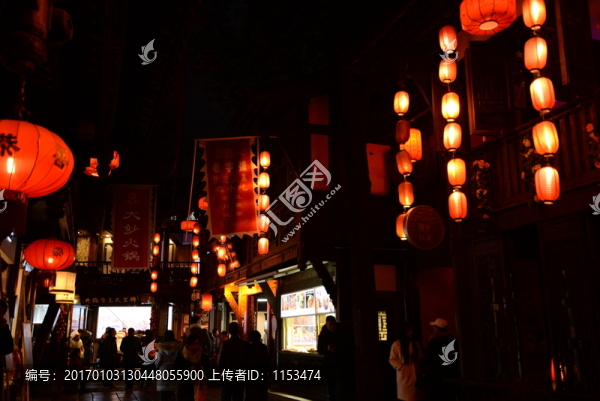 四川錦里夜景步行街燈籠