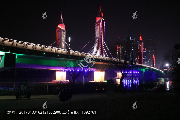 北京通州運(yùn)河玉帶河橋夜景