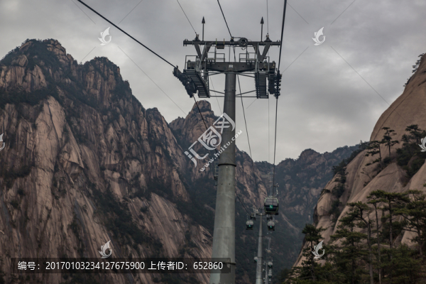 索道,纜車,旅游,黃山,樹木