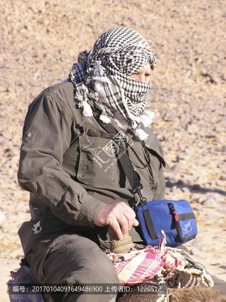 騎駱駝2歲的祖父旅游；Sahara；埃及；非洲