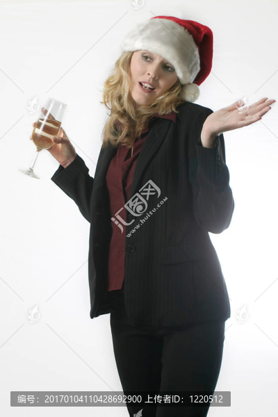 Santa戴帽子的女人