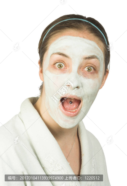 驚訝的女人用面罩