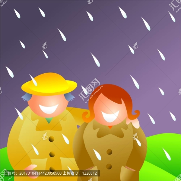 雨中的情侶