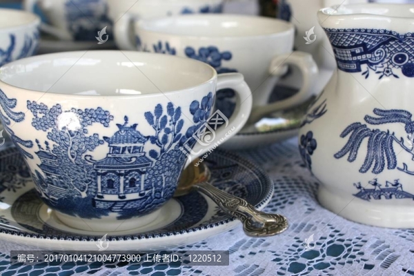 藍(lán)色的中國茶具