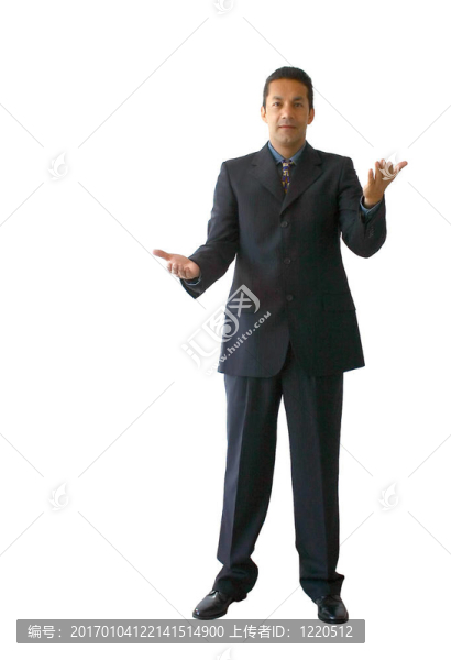 生意人用手朝上
