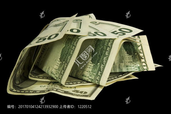 50美元隔離黑色背景與剪輯路徑