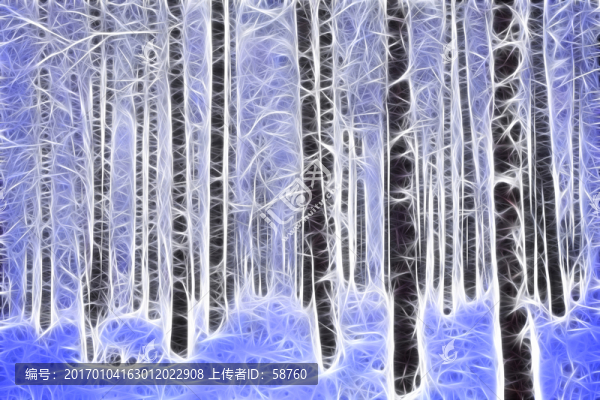 電腦畫,雪松林