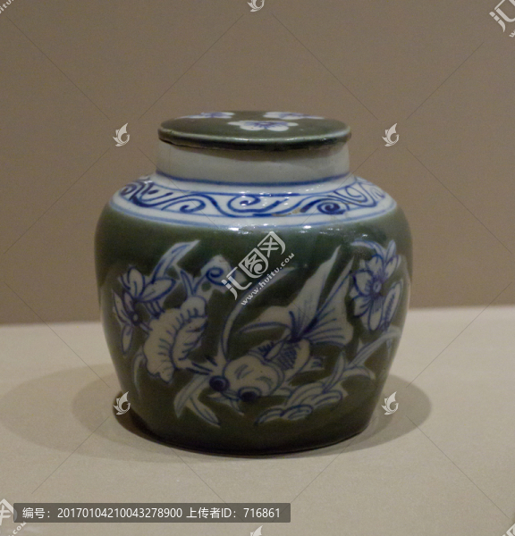 青花金玉滿堂紋蓋罐