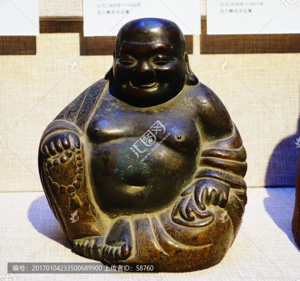 布袋和尚鎏金銅造像,清代