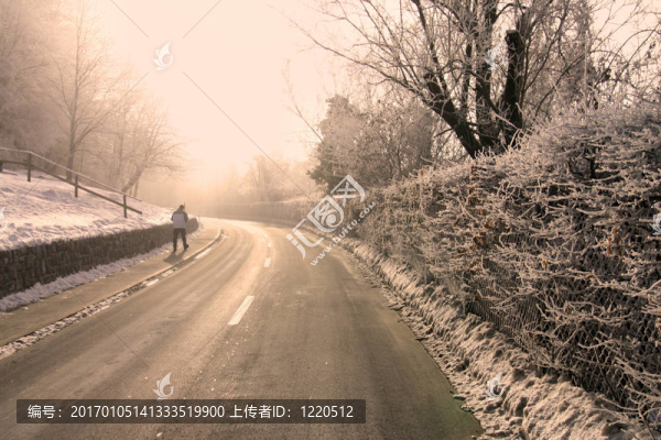 冬季的陽光明媚的路