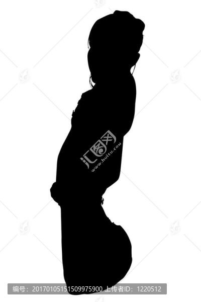 穿禮服的年輕女性的剪影與剪裁路徑