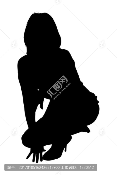 裁剪路徑的女人蹲的剪影