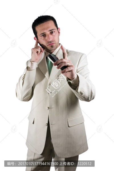 對耳片的PDA手機的商人