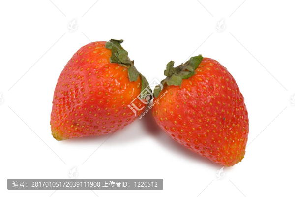 草莓白色背景與剪輯路徑隔離