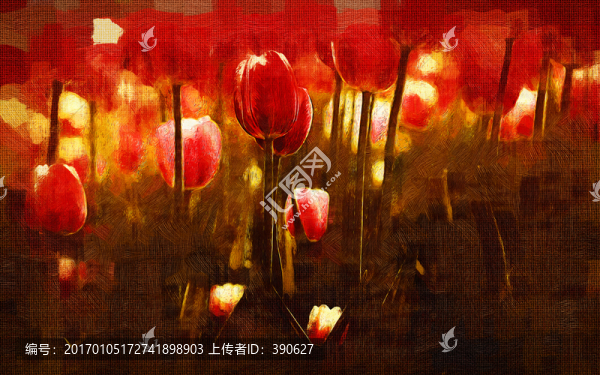 郁金香油畫,未分層