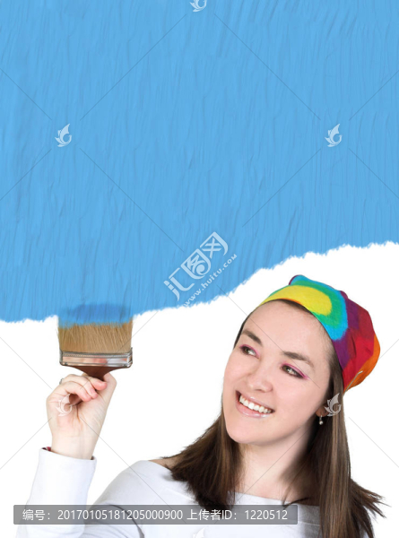 女孩畫的青色屏幕