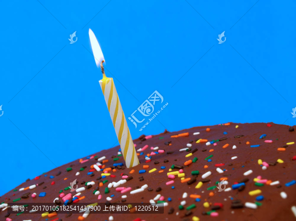 帶蠟燭的巧克力生日蛋糕