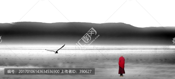水墨山水,飛鳥禪意