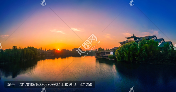 臺兒莊古城朝霞寬屏接片