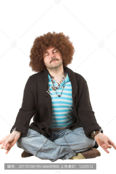 超重的嬉皮士的冥想