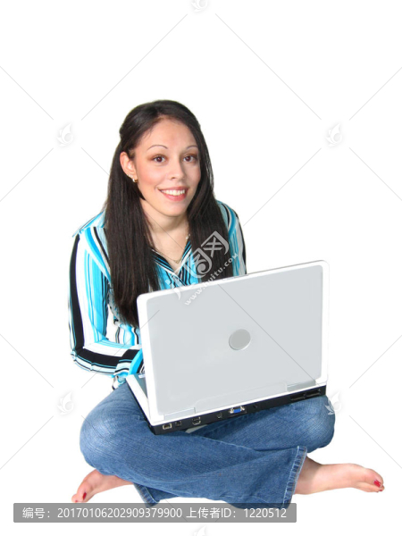年輕的Hispanic,Woman,Laptop