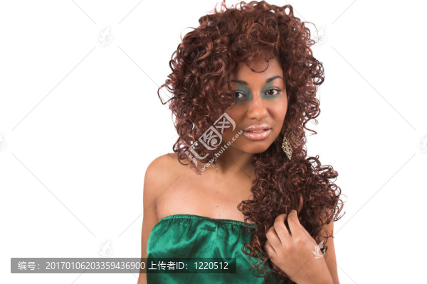 美麗的女人與綠色的頂部