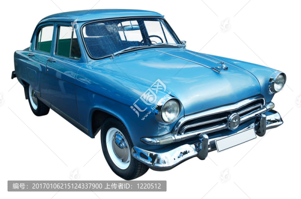 經(jīng)典藍色復古車隔離