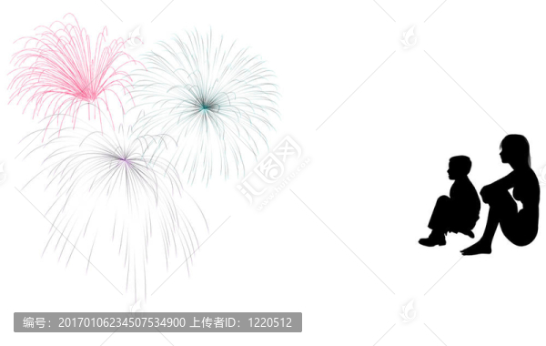 剪影女孩男孩煙花
